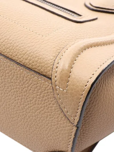 Pre-owned Celine 2000-2015 Nano Leather Luggage Tote Satchel In Neutrals