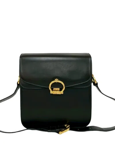 Pre-owned Celine 2000-2025 Leather Horse Carriage Crossbody Bag In Black
