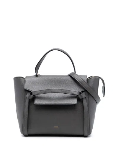 Pre-owned Celine 2000-2025 Micro Grained Calfskin Belt Bag Satchel In Gray