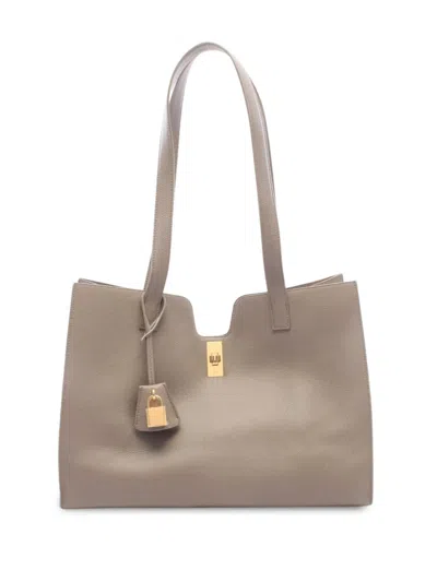 Pre-owned Celine 2000-2026 Grainy Calfskin Cabas 16 Tote Bag In Neutrals