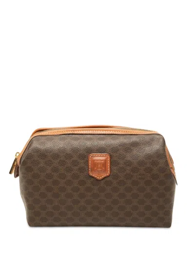 Pre-owned Celine 2000-2026 Macadam Coated Canvas Clutch Bag In Brown