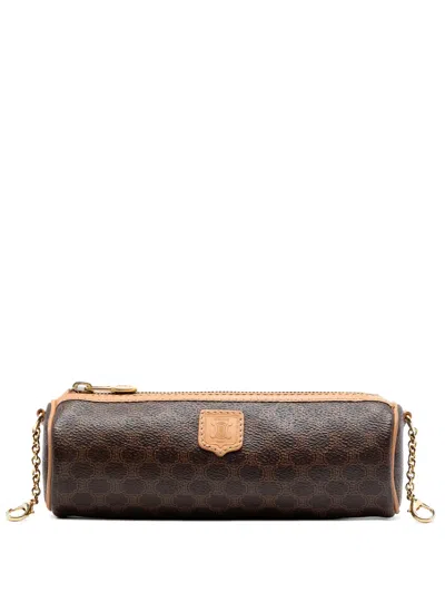 Pre-owned Celine 2000-2026 Macadam Coated Canvas Crossbody Bag In Brown