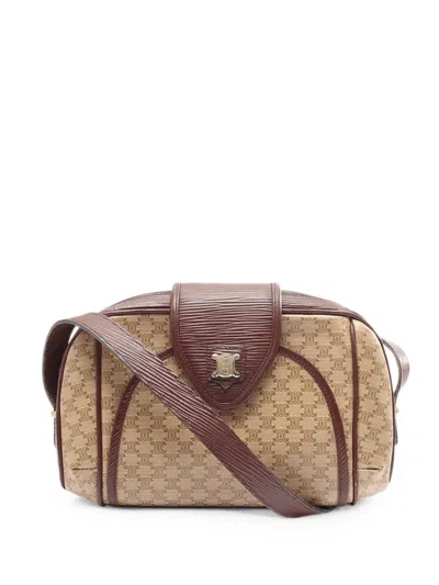 Pre-owned Celine 2000-2026 Macadam Coated Canvas Crossbody Bag In Neutrals