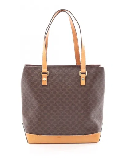 Pre-owned Celine 2000-2026 Macadam Coated Canvas Tote Bag In Brown