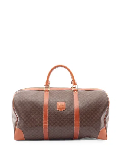 Pre-owned Celine 2000-2026 Macadam Coated Canvas Travel Bag In Brown