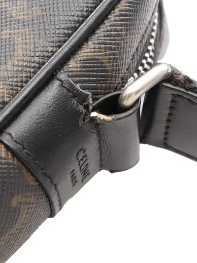 Pre-owned Celine 2000-2026 Medium Triomphe Coated Canvas Messenger Bag Crossbody Bag In Black