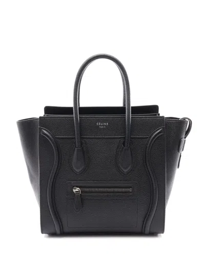 Pre-owned Celine 2000-2026 Micro Drummed Calfskin Luggage Tote Bag In Black