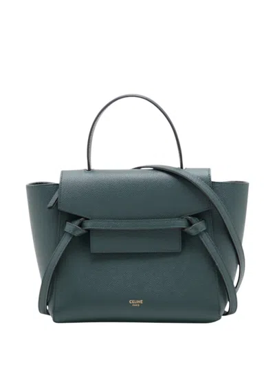 Pre-owned Celine 2000-2026 Micro Grained Calfskin Belt Bag Satchel In Green