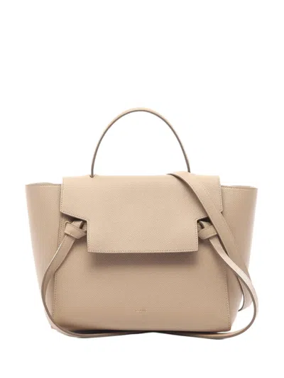 Pre-owned Celine 2000-2026 Micro Grained Calfskin Belt Bag Satchel In Neutrals