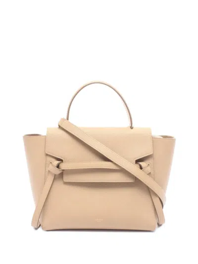 Pre-owned Celine 2000-2026 Micro Grained Calfskin Belt Bag Satchel In Neutrals