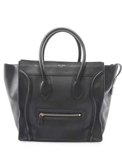 Pre-owned Celine 2000-2026 Mini Calfskin Luggage Tote Bag In Black