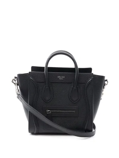 Pre-owned Celine 2000-2026 Nano Leather Luggage Tote Handbag In Black
