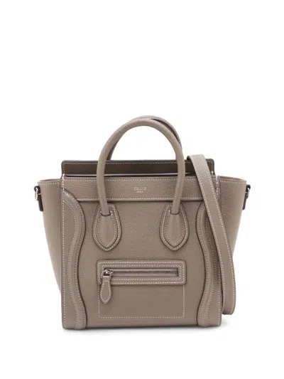 Pre-owned Celine 2000-2026 Nano Leather Luggage Tote Satchel In Brown