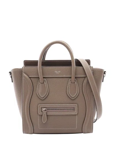 Pre-owned Celine 2000-2026 Nano Leather Luggage Tote Satchel In Brown
