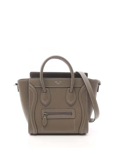 Pre-owned Celine 2000-2026 Nano Leather Luggage Tote Satchel In Neutral