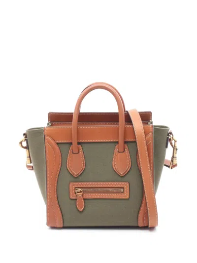 Pre-owned Celine 2000-2026 Nano Luggage Canvas Satchel In Brown