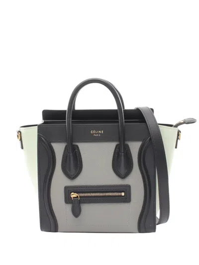 Pre-owned Celine 2000-2026 Nano Tricolor Leather Luggage Tote Satchel In Gray