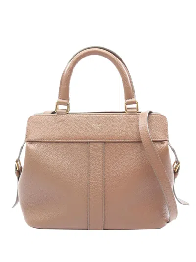 Pre-owned Celine 2000-2026 Small Cabas De France Leather Satchel In Brown