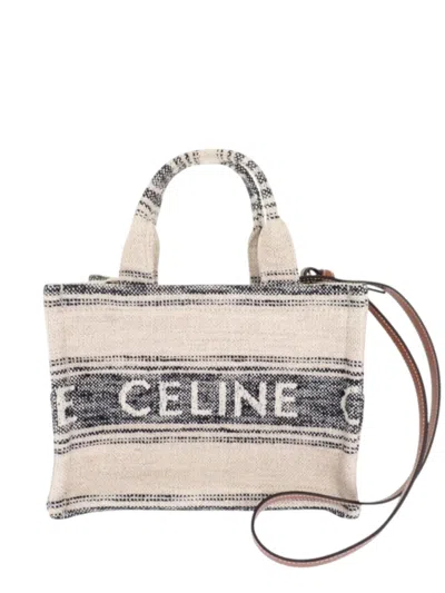 Pre-owned Celine 2000-2026 Small Canvas Cabas Thais Satchel In Neutrals