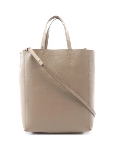 Pre-owned Celine 2000-2026 Small Grained Calfskin Vertical Cabas Satchel In Neutrals