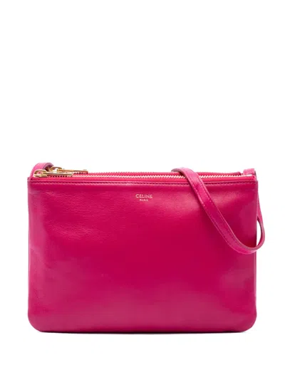 Pre-owned Celine 2000-2026 Small Lambskin Trio Crossbody Bag In Pink