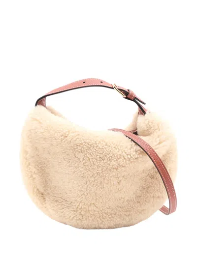 Pre-owned Celine 2000-2026 Teen Shearling Lulu Bag Satchel In Neutrals