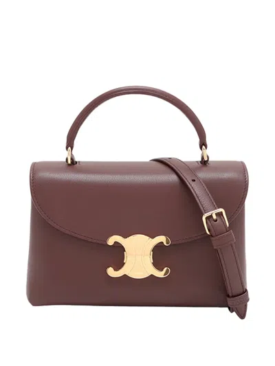 Pre-owned Celine 2000-2026 Teen Triomphe Leather Nino Bag Satchel In Red