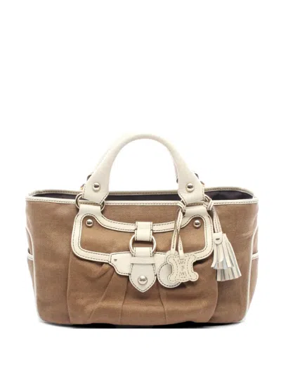 Pre-owned Celine 2000s Boogie Leather-trim Tote Bag In Brown