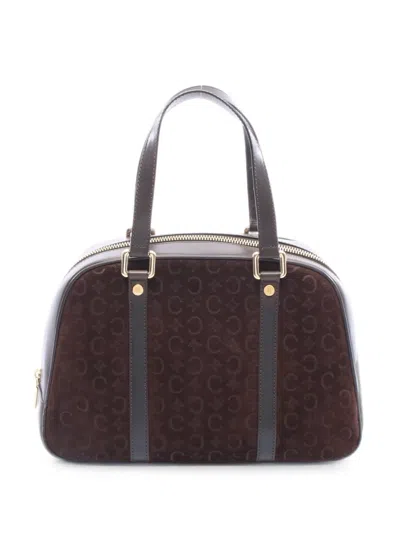 Pre-owned Celine 2000s C Macadam Suede Leather Tote Bag In Brown