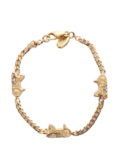 Pre-owned Celine 2000s Carriage-motif Curb-chain Bracelet In Gold