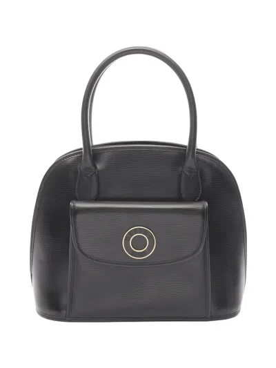 Pre-owned Celine 2000s Circle Logo Leather Handbag In Black