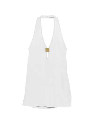 Pre-owned Celine 2000s Halterneck Plaque-detail Top In Blue