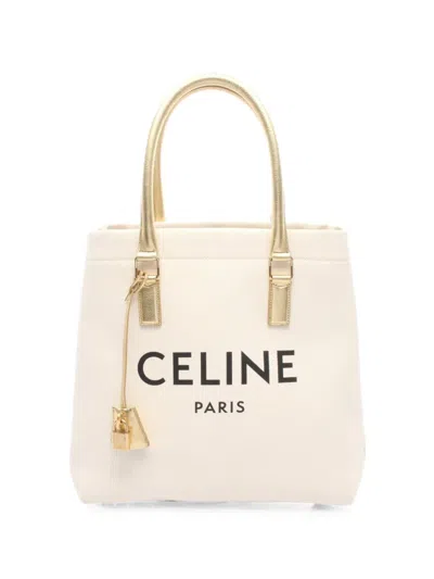 Pre-owned Celine 2000s Horizontal Cabas Logo-print Tote Bag In Neutrals