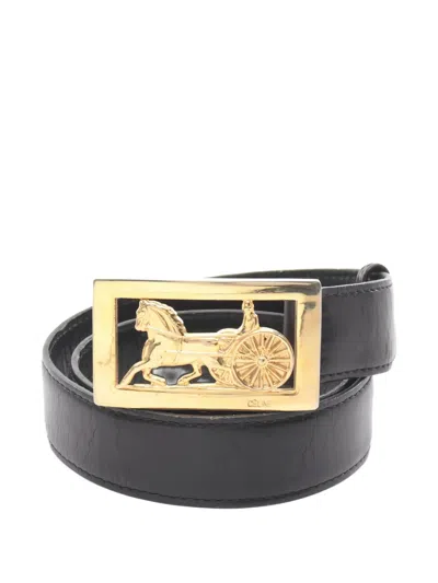 Pre-owned Celine 2000s Horse Leather Belt In Black