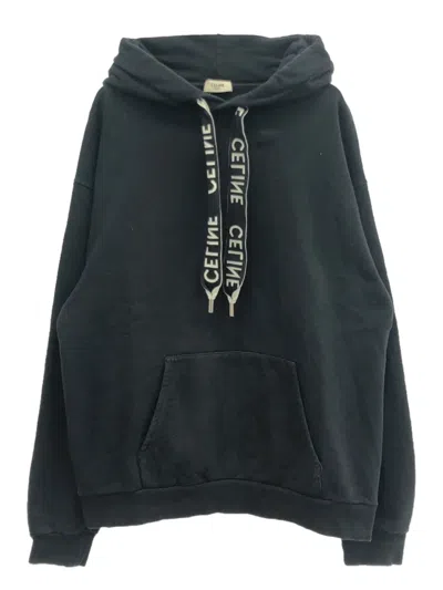 Pre-owned Celine 2000s Jersey-texture Hoodie In Black
