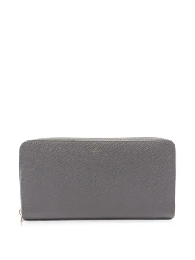 Pre-owned Celine 2000s Large Leather Wallet In Gray
