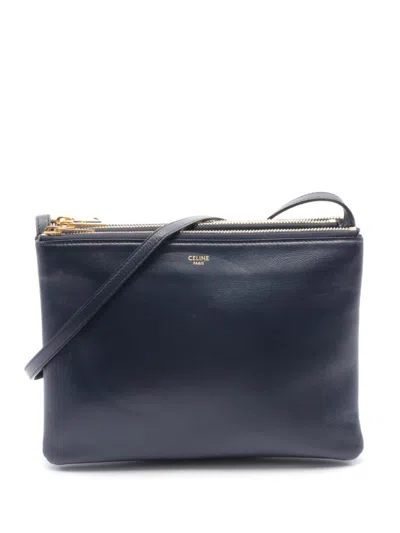 Pre-owned Celine 2000s Large Trio Shoulder Bag In Blue