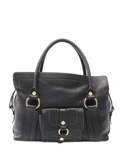 Pre-owned Celine 2000s Leather Braided Tote Bag In Black