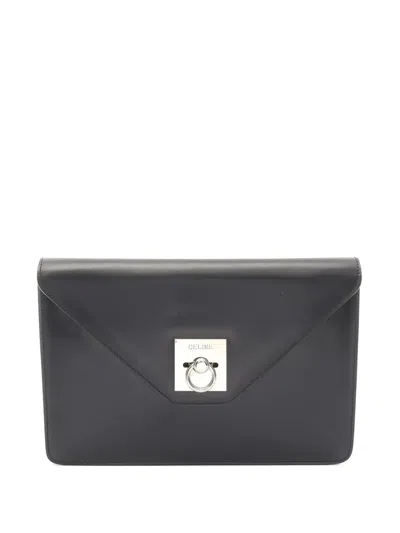 Pre-owned Celine 2000s Leather Clutch Bag In Black