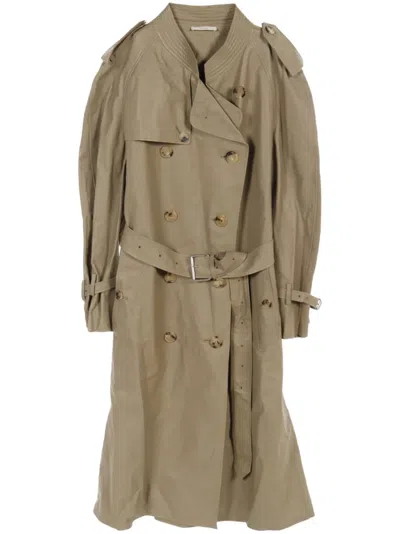 Pre-owned Celine 2000s Leather Trench Coat In Neutrals