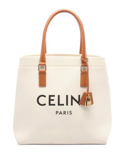 Pre-owned Celine 2000s Logo-print Tote Bag In White