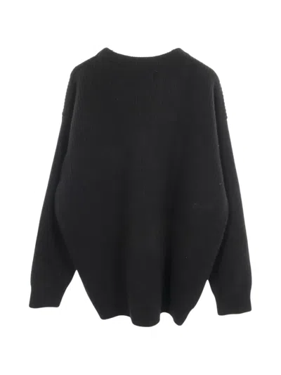 Pre-owned Celine 2000s Logo Rib-knit Sweater In Black