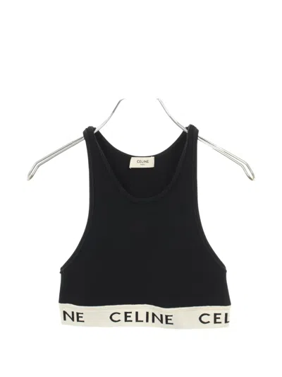 Pre-owned Celine 2000s Logo-band Tank Top In Black