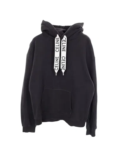 Pre-owned Celine 2000s Logo-drawstring Hoodie In Black