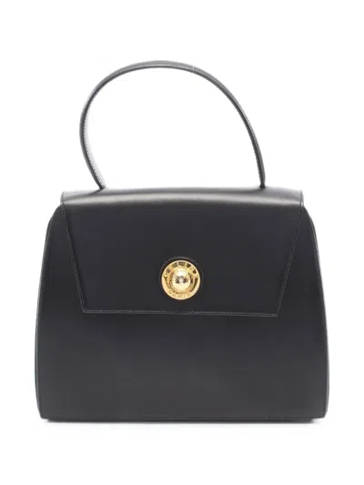 Celine 2000s Logo-plaque Leather Handbag In Black
