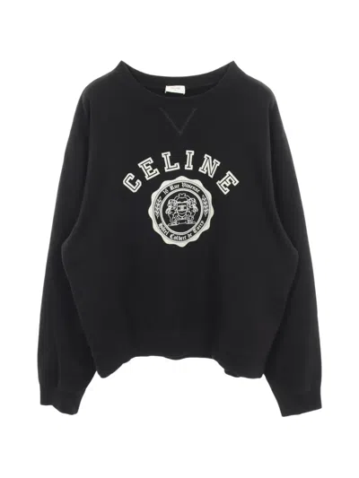 Pre-owned Celine 2000s Logo-print Sweatshirt In Black