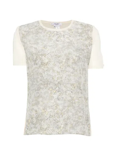 Pre-owned Celine 2000s Logo-print T-shirt In Neutrals