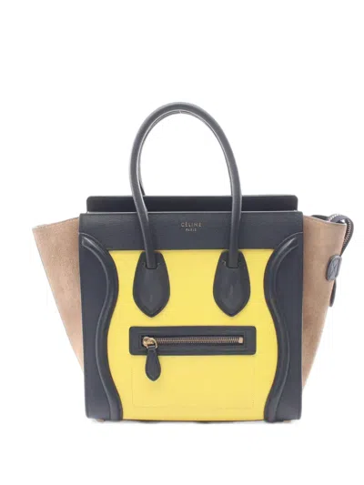 Pre-owned Celine 2000s Luggage Micro Leather Tote Bag In Black