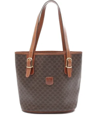 Pre-owned Celine 2000s Macadam Bucket Bag In Brown