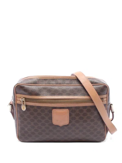 Pre-owned Celine 2000s Macadam Canvas Shoulder Bag In Brown